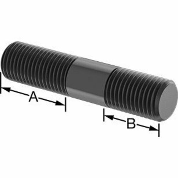 Bsc Preferred Black-Oxide Steel Threaded on Both End Stud M27 x 3mm Thread 56mm and 39mm Thread Lngths 125mm Long 93275A730